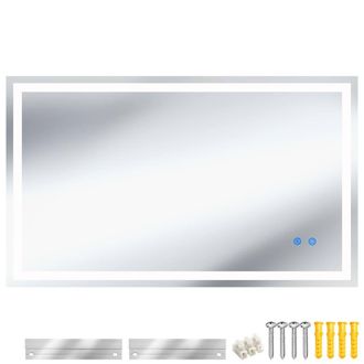 TecTake Led Bathroom Mirror Clara in Dark Grey | Size: 60 cm x 80 cm