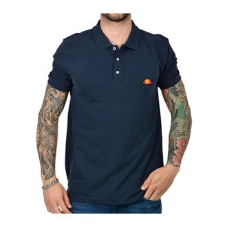 Ellesse Polo Shirts, male, Blue, Size: XL Cotton Polo Shirt with Logo Patch