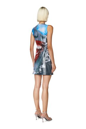 Diesel Mini dress with close-up face print - Dresses - Woman - Blue