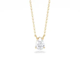 The Diamond Store Wanderlust Floating Pear Cut Lab Diamond Solitaire Necklace 0.50ct H/SI in 9K Gold