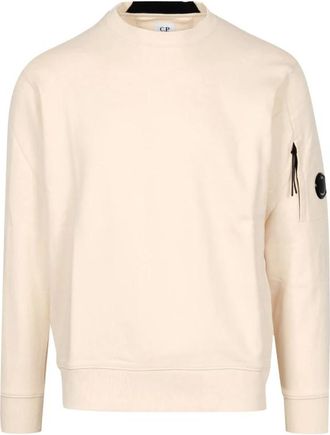 C.P. Company Diagonal Raised Crewneck Sweatshirt - Heren - Ronde hals truien - Beige - 2XL - Katoen - Truien & Vesten