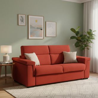 Dmora Sof&aacute; Cama 3 Plazas Benedetto, Fundas Desmontables, Contenedor Made In Italy, Lavable, 225x95 Cm Naranja