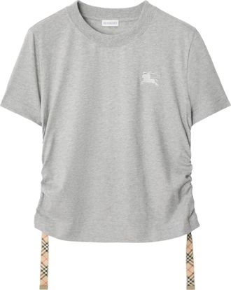 Burberry Festival Equestrian-Knight T-shirt met ruches - Grijs