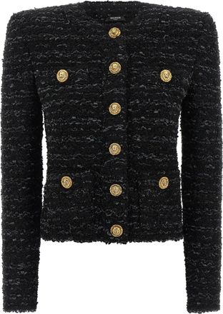 Balmain Tweed Blazer Blazers Nero-Donna