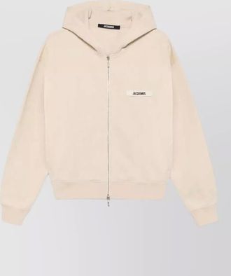 Jacquemus zipped hoodie gros grain trim