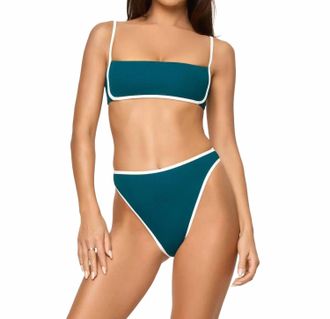 L*Space Hazel Bikini Top In Deep Teal/cream