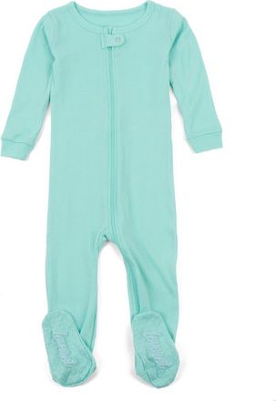 Leveret Footed Solid Cotton Matching Family Pajamas in Aqua at Nordstrom, Size 18-24M