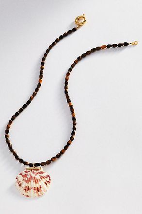 Timeless Pearly Tiger Eye Shell Beaded Necklace