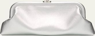 Jimmy Choo London Skylar Frame Metallic Leather Clutch Bag