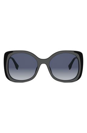 Fendi graphy 55mm Gradient Square Sunglasses in Shiny Black /Gradient Blue at Nordstrom