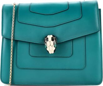 Bulgari Serpenti Forever Square Leather Medium shoulder bag - Groen