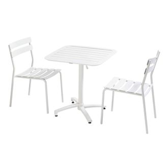 Oviala Mesa reclinable 70 x 70 cm y 2 sillas blanco