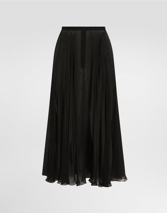Dolce & Gabbana Chiffon Circle Skirt - Woman Skirts Black Silk 38
