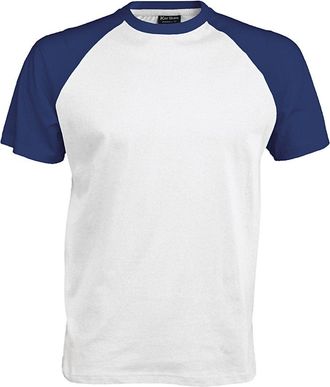 Kariban Short sleeve baseball tee White/Royal XL