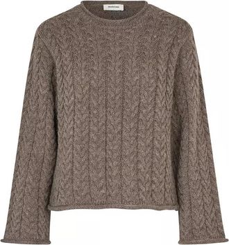 Modstr&ouml;m Gebreide O-Neck Trui met Box Fit - Dames - Ronde hals truien - Bruin - XS - Wol - Truien & Vesten