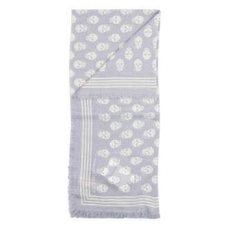 Alexander McQueen Classic Skull Foulard - male - Alexander McQueen - Winter Scarves - Blue - ONE SIZE - Accessories