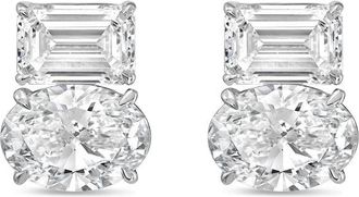 Diana M. Jewels 14kt white gold 8.00 cts emerald and oval diamond earrings