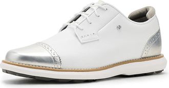 FootJoy Traditions Spikeless Cap Toe Womens Golf Shoes White/Platinum : 6.5 B - Medium, Leather
