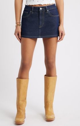 BP. Heart Pocket Low Rise Denim Miniskirt in Rinse Wash at Nordstrom, Size 24