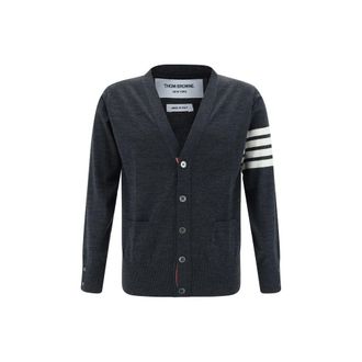 Thom Browne Gray Fleece Wool Mens Cardigan