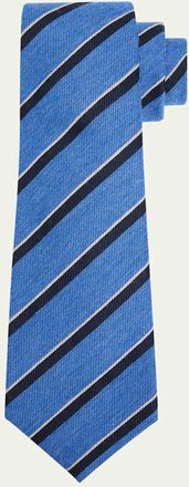 Kiton Mens Stripe Silk Sevenfold Tie