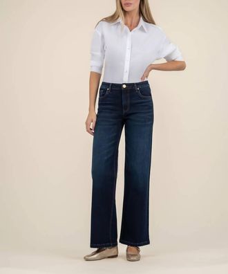 Kut from the Kloth High Rise Wide Leg Jeans Long In Fortitude W/euro Base Wash