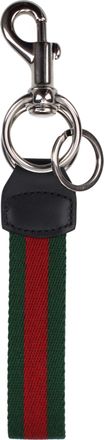 Gucci Herrens Schl&uuml;sselanh&auml;nger Gr&uuml;n/Roter Stoff