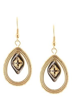 Olivia Welles Leanna Cross Teardrop Earrings in Matte Gold /Gunmetal at Nordstrom Rack