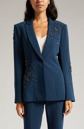 Cinq &agrave; Sept Cheyenne Rhinestone Embellished Blazer in Peacock Blue at Nordstrom Rack, Size 00
