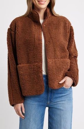 Caslon Faux Shearling Jacket in Brown Tiramisu at Nordstrom Rack, Size Xx-Large