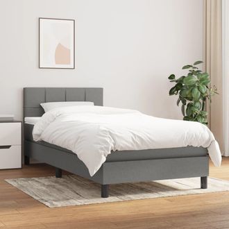 vidaXL Cama Box Spring Con Colch&oacute;n Tela Gris Oscuro 90x200 Cm Vidaxl