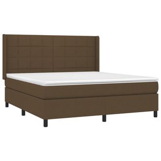 vidaXL Vidaxl - Cama Box Spring Colch&oacute;n Luces Led Tela Marr&oacute;n Oscuro 180x200cm