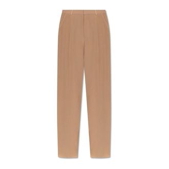 Saint Laurent Broeken, Dames, Beige, S, Zijden Geplooide Broek
