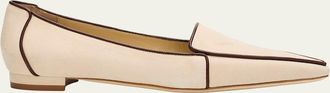 Manolo Blahnik Uriola Contrast Piping Suede Loafers