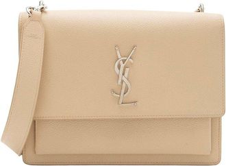 Saint Laurent Beige Calfskin Monogram Sunset Medium Shoulder Bag (Authentic Pre-Loved)