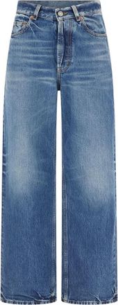 Saint Laurent Neo 90s Wide-Leg Jeans - Dames - Jeans - Blauw - Maat: W26 Katoen