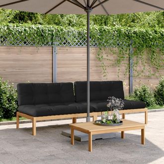 vidaXL Sof&aacute;s Centrales De Palets Jard&iacute;n Y Cojines 2 Uds Madera Acacia Vidaxl