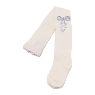 Blumarine Kids Socks, female, White, 12 Y, Ivory Cotton Tights for Kids