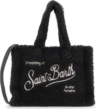 MC2 Saint Barth Colette teddy-embroidered shoulder bag - women - Polyester/Polyester/Leather - One Size - Black