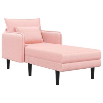 vidaXL Chaise Longue Oversize Rosa Boucl&eacute; Vidaxl