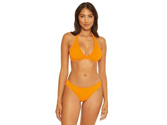 BECCA by Rebecca Virtue Santorini Shirred Amari Halter Womens Swimwear Orange Burst : D-Cup, Nylon/Spandex