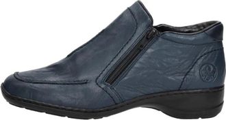 Rieker Enkellaarsjes Plat - Dames - Enkellaarsjes - Blauw - 37 EU - Leer - Schoenen