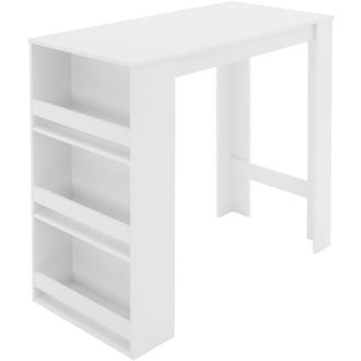 ML Design Tavolo Da Bar Con 3 Ripiani Bianco Pannelli mdf 117x106x57 cm Alto Stile Moderno Elegante Bancone Rettangolare Per Interni Da Cucina Pranzo Bistr&ograve;