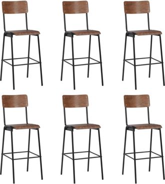 vidaXL Vidaxl - Taburetes De Cocina 6 Unidades Madera Contrachapada Y Acero