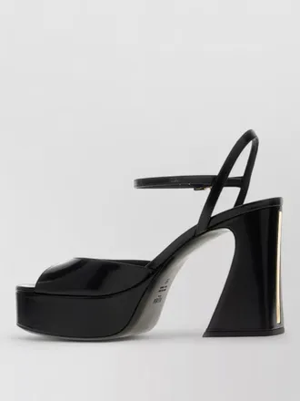 Fendi leather sandals chunky heel peep toe