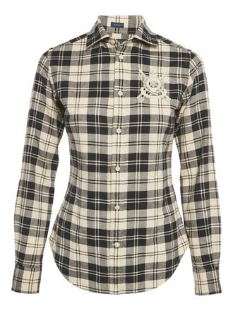 Ralph Lauren check-pattern long-sleeve shirt - women - Cotton/Wool - S - Blue