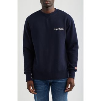Imperfects Signature Crew Cotton Blend Fleece Sweatshirt in Dark Navy at Nordstrom, Size Xx-Large