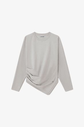 Ganni Grey Blouse in Draped Jersey - Size XXS Organic Cotton