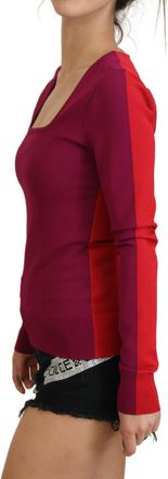 Dolce & Gabbana Womens Viscose Square Neck Pullover Burgundy Polyester Nylon