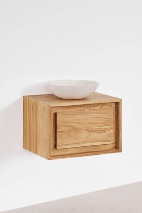 Sklum Conjunto De Mueble De Ba&ntilde;o Suspendido 60x45 Cm En Madera De Teca Jabari Sklum